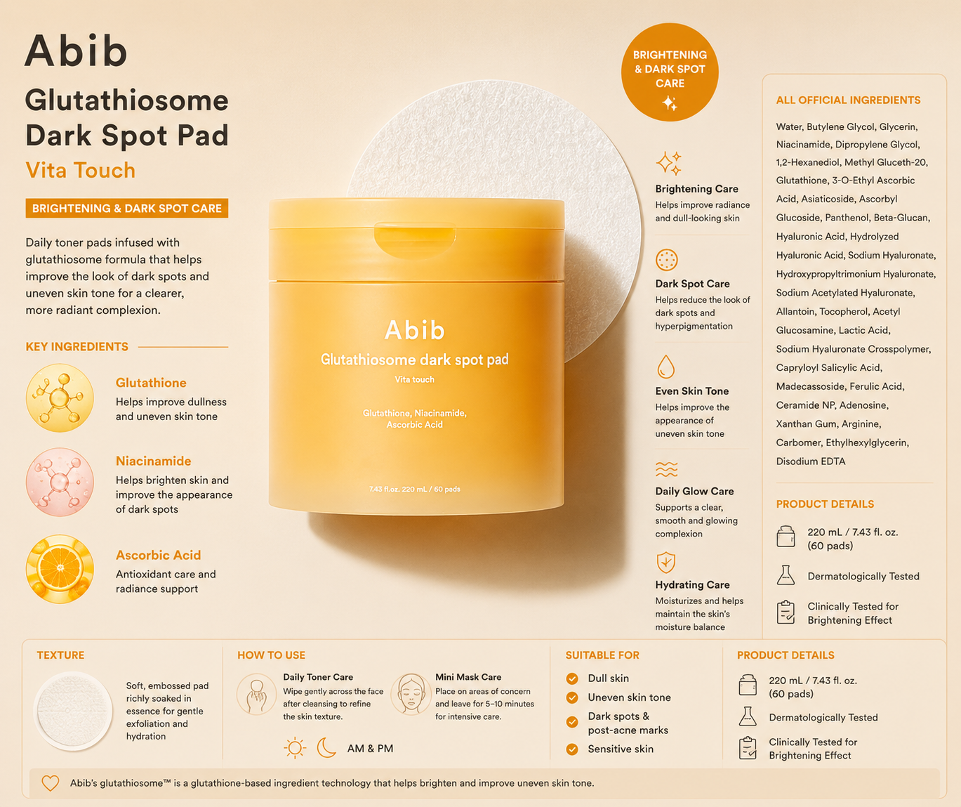 Abib Glutathiosome Dark Spot Pad (60 pads)